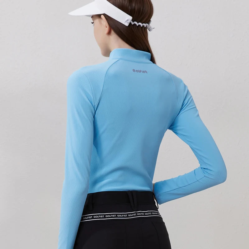 Golfist Golf Women Clothing Autumn Spring Long Sleeve T-shirt Stand Collar Golf Apparel Athletic Top