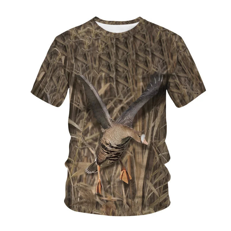Deer Hare Hunting Camoufalge T Shirt Men 3D Camo Wild Boar Rabbit Hunter Printing T-Shirt Women Clothing Funny Short Sleeve