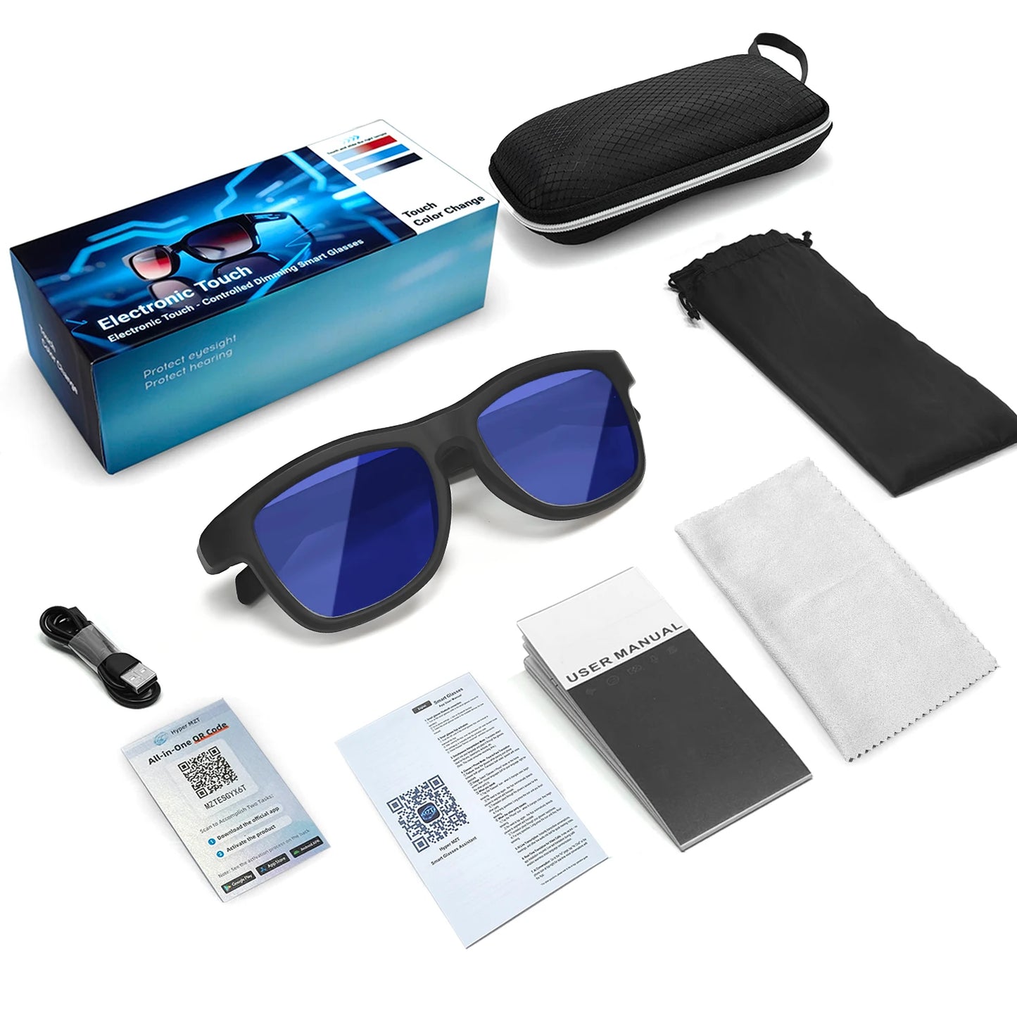 Amazing Electrochromic Smart Ai Sunglasses Polarized UV Protection UV400 Glasses Lenses Swipe Fingers Change Color Instantly