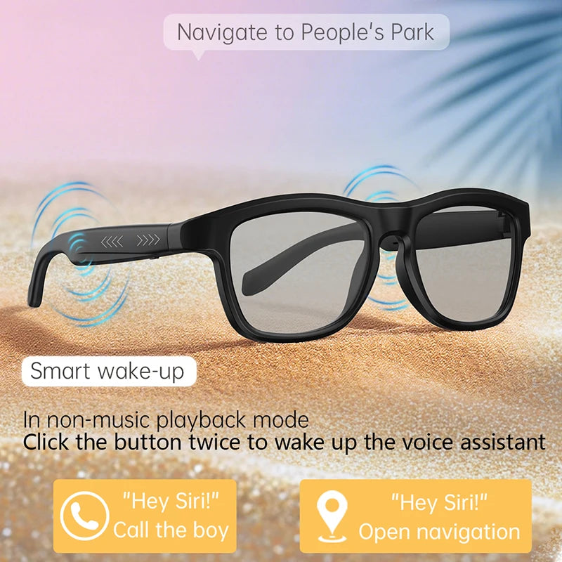 GV09 Airmars Smart Glasses Black blue color Polarized Sunglass Music  Assistant Outdoor Sports Smart Sunglasses