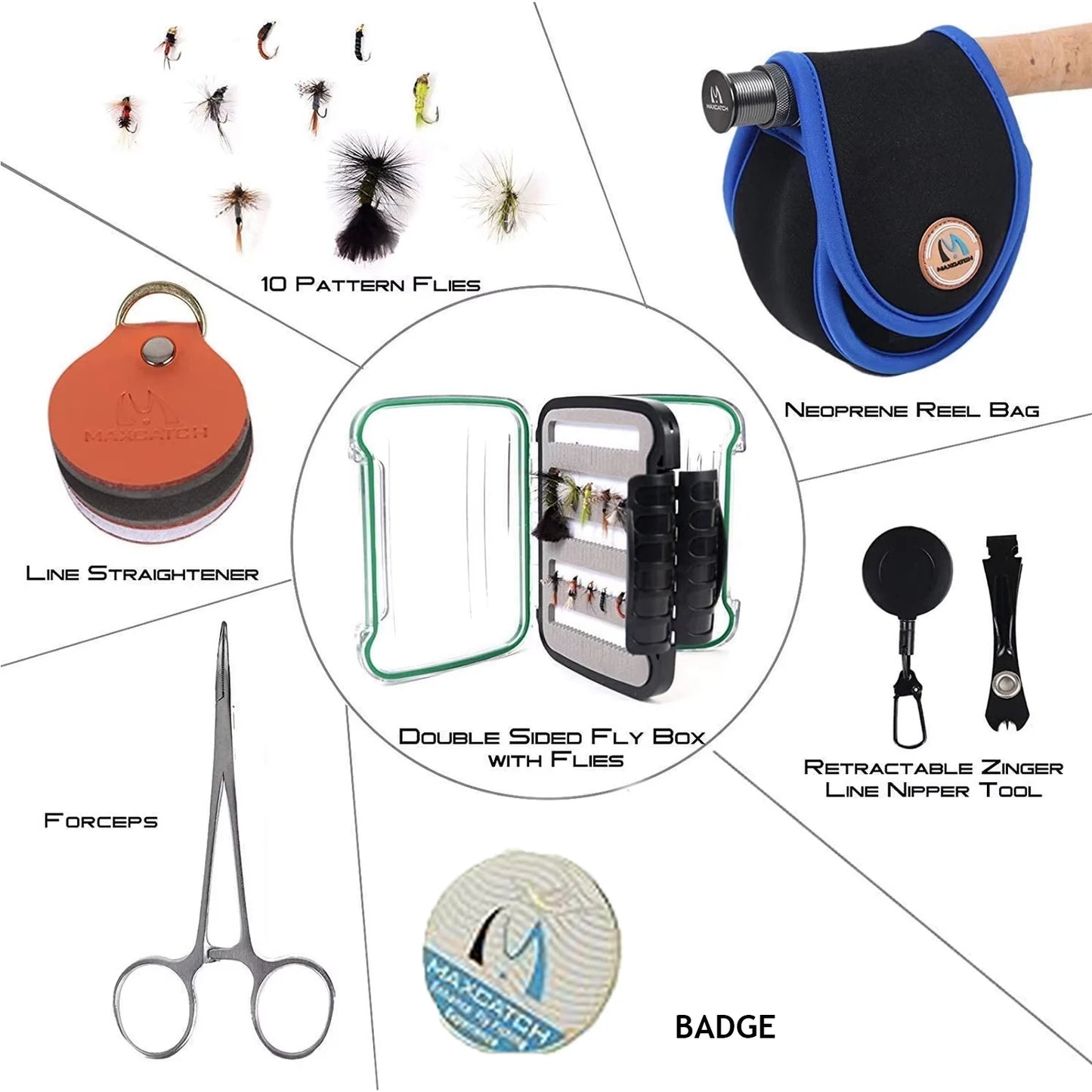Maximumcatch Premier Fly Fishing Rod Reel Combo Complete Kit with Line Case 4 Piece Fly Rod Outfit for Beginner Anglers