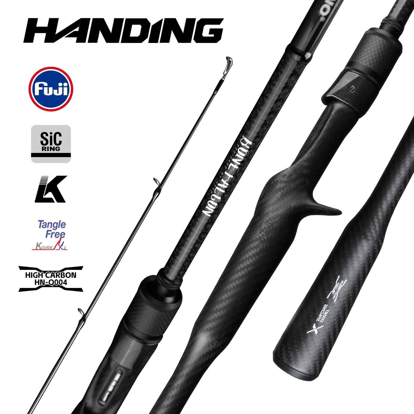 HANDING BONE FALCON Full Carbon Monocoque Handle Fishing Rod Fuji SiC Guide Ring M40X Carbon Fiber Extra Fast Sensitive Rods