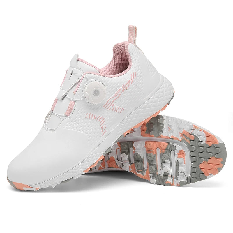 LiXingMing Golf Shoes Women Pink Professional Water proof Spikeless Golf Sport Shoes Outdoor Training Golf Walking Sneakers