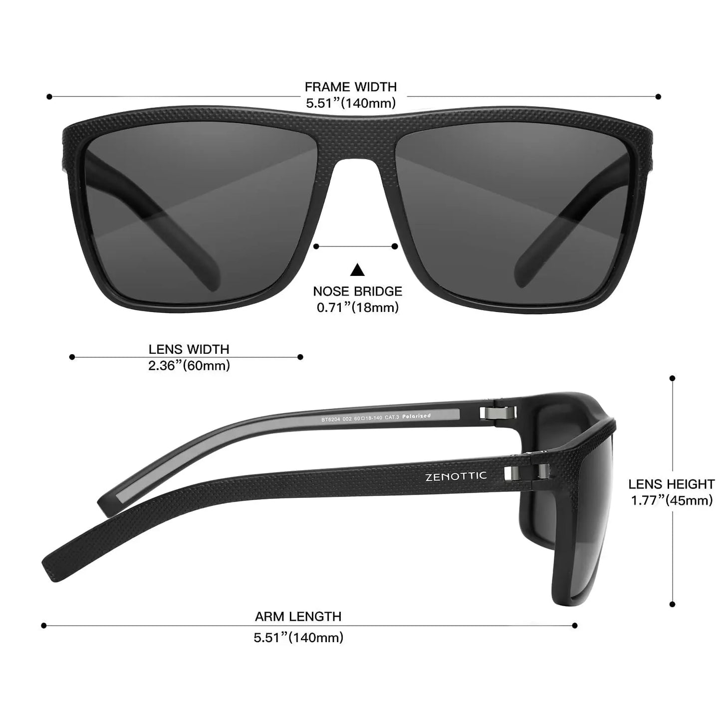 ZENOTTIC TR90 Sport Square Prescription Sunglasses For Men UV400 Polarized Myopia/Progressive Optical Sun Glasses For Driving