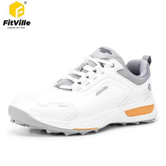FitVille Men's Golf Shoes Professional Wide Spikeless Golfing Shoes for Men Wear Equipment Sports Sneakers Water Resistant