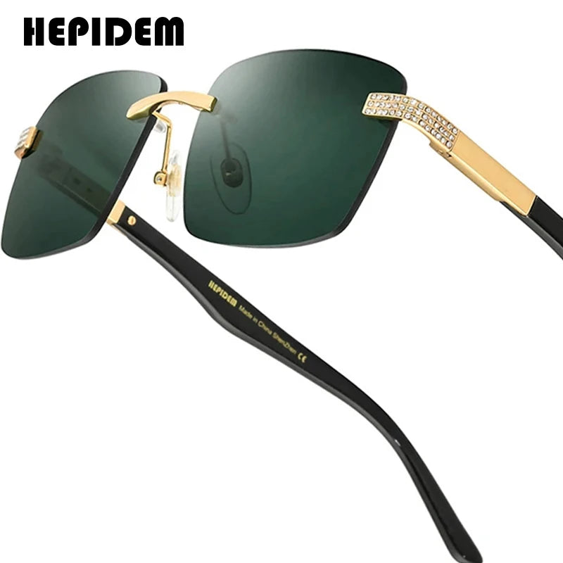 HEPIDEM Buffalo Horn Sunglasses Women Famous Brand Design Square Rimless Men Sun Glasses Luxury Eyewear Buffs Eyeglasses