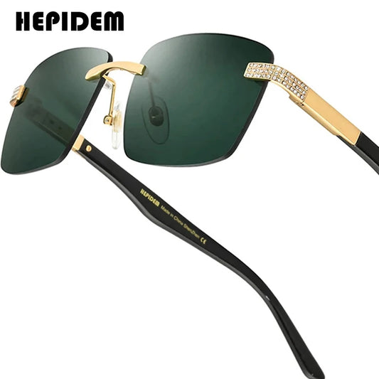HEPIDEM Buffalo Horn Sunglasses Women Famous Brand Design Square Rimless Men Sun Glasses Luxury Eyewear Buffs Eyeglasses