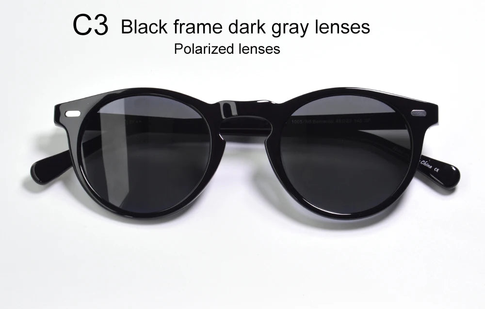 Women Round Acetate Sunglasses Polarized UV400 Fashion Elegant Shades Green Tortoiseshell Frame Anti UV Outdoor Driving Glasses