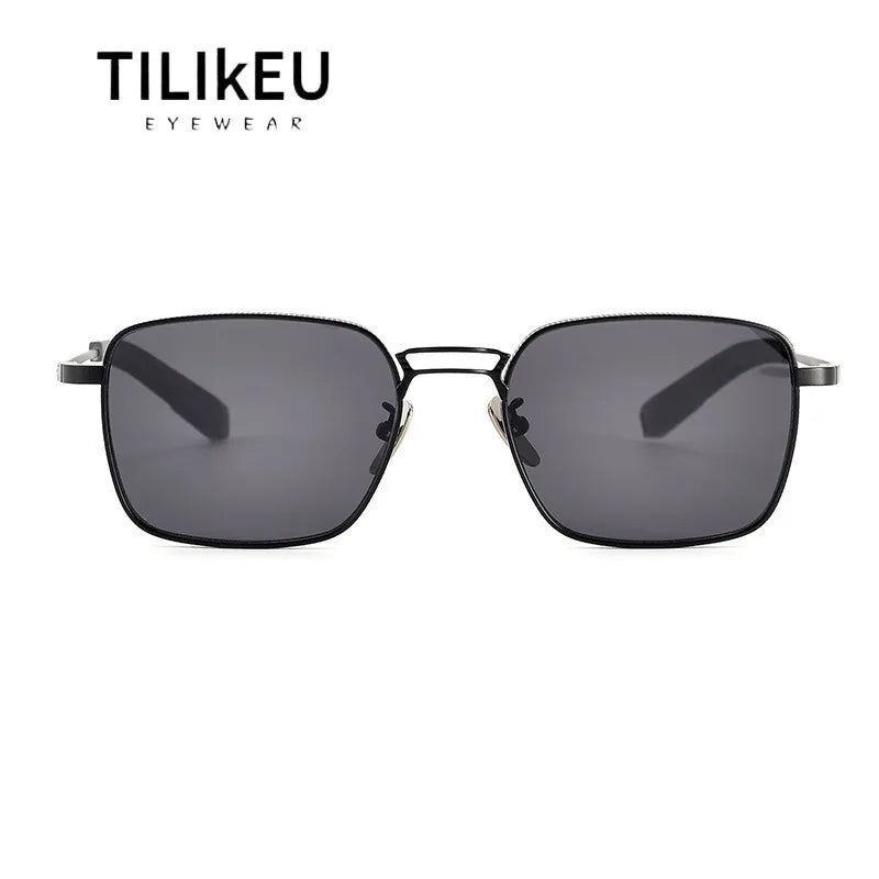 New Pure Titanium Luxury Cool Gradient Polarized Sunglasses Men Women Retro Square Hip-Hop Large Frame Driving Sun Glasses UV400