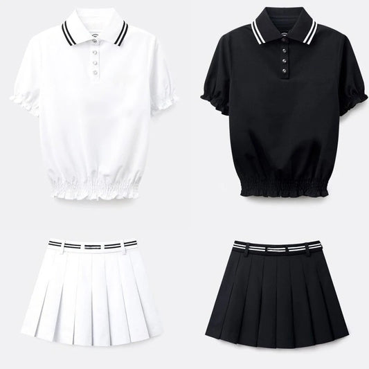 2026 Fashion Women's Golf Short Sleeve Baseball Set with Skirt for Sports Casual Comfortable Lightweight Versatile