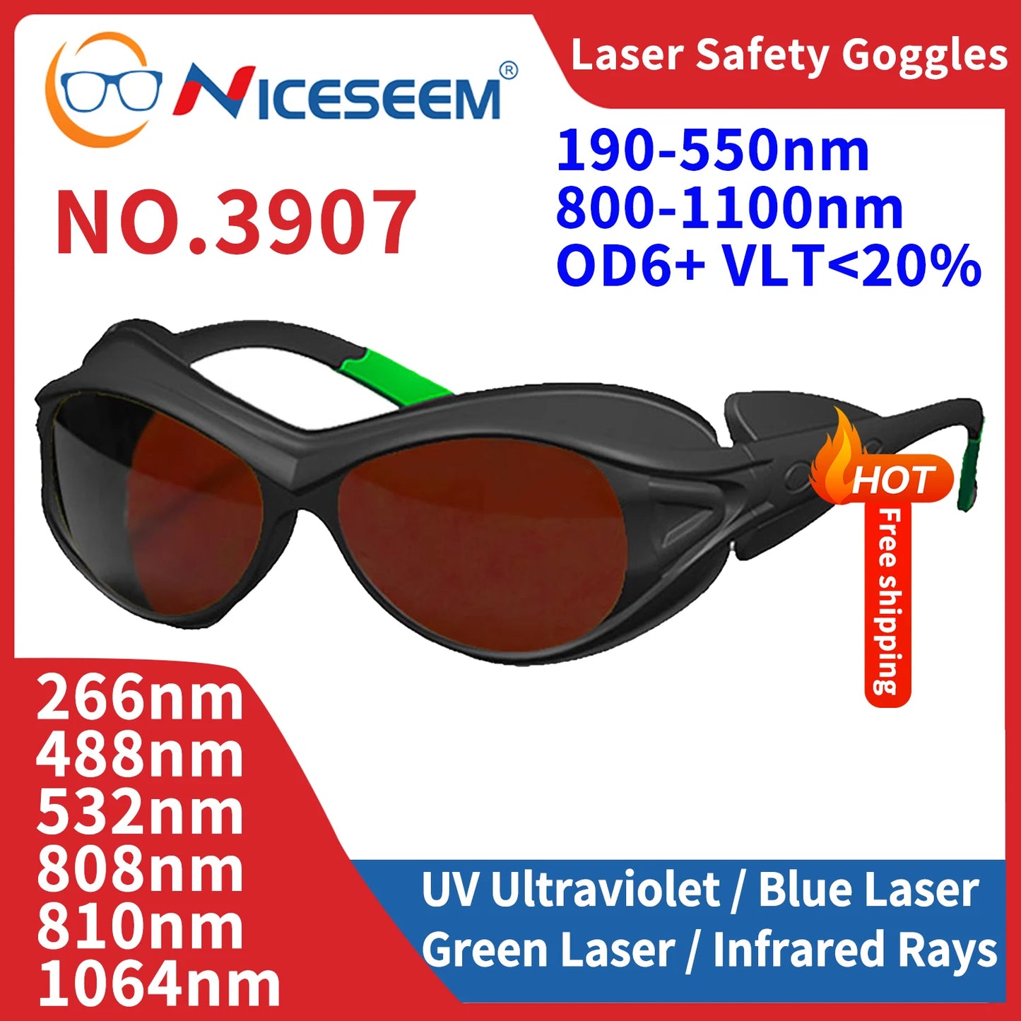 Laser Lenses Lead Glasses Radiological Protection Goggles Protective Eyepiece Industrial Safety Soldering Radiation 532nm 1064nm