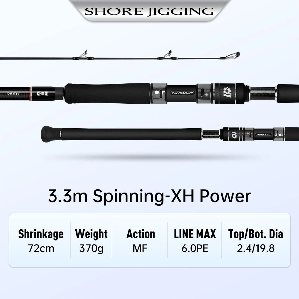 Kingdom 5 Sections Travel Shore Jigging Fishing Rod 2.9m 3.3m Max Jig Lure 100g-120g Fuji Rings Sea Fishing Spinning Rod