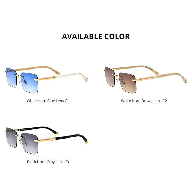 HEPIDEM Buffalo Horn Sunglasses Women Famous Brand Design Square Rimless Men Sun Glasses Luxury Eyewear Buffs Eyeglasses