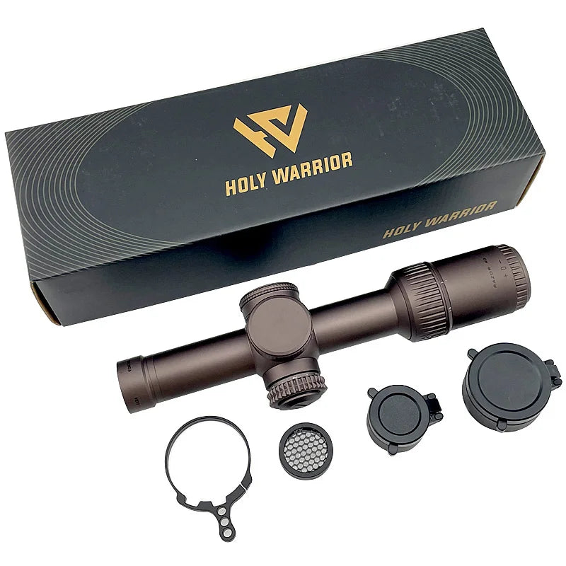 Holy Warrior First Focal Plane Scope Tactical 1-6X24 FFP Riflescope Red Illuminated Wide Field of View For AR 15 .223 5.56