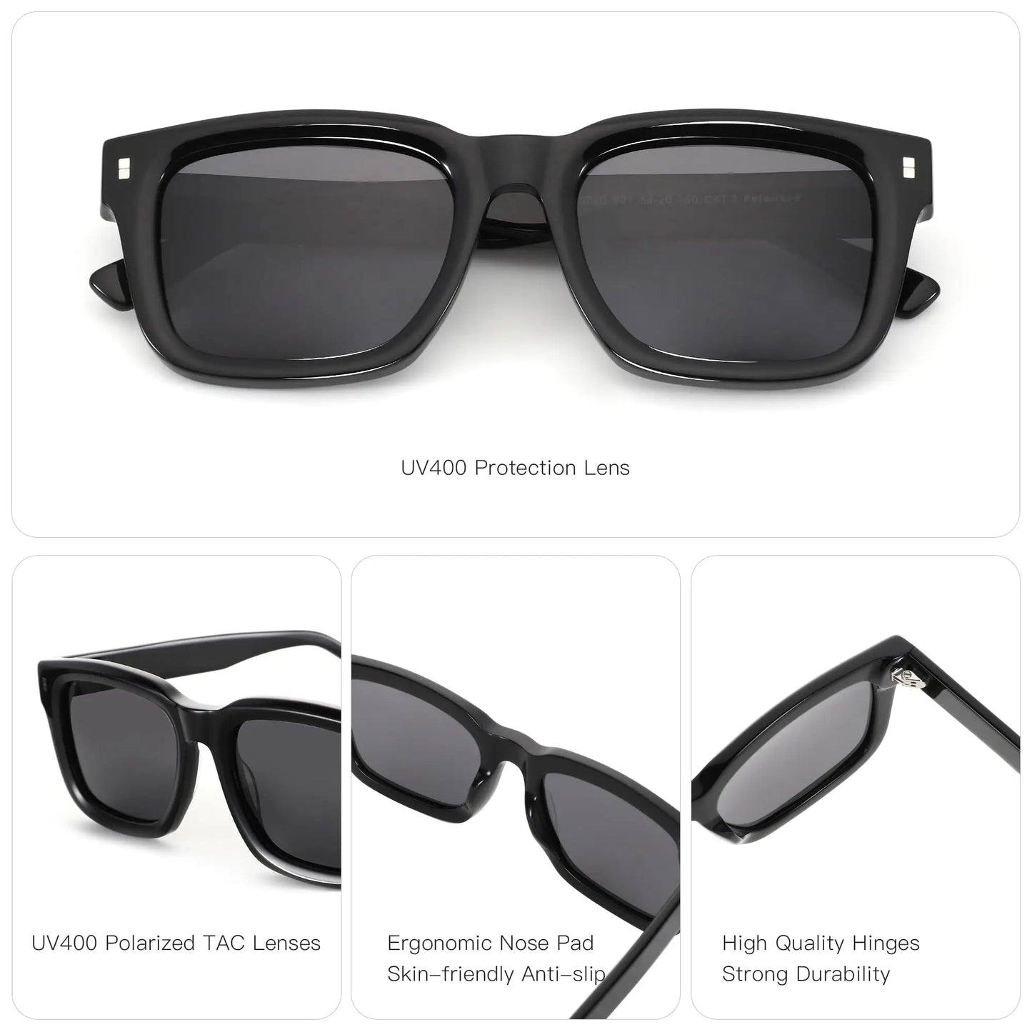 BLUEMOKY Square Prescription Polarized Bifocal Sunglasses UV400 Sunscreen Graduated Sun Glasses Men