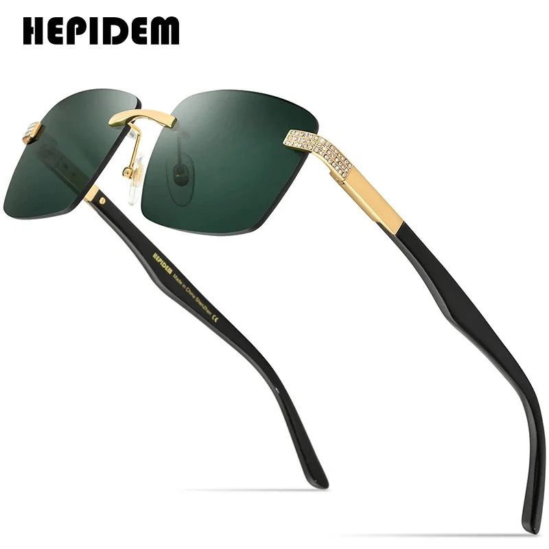 HEPIDEM Buffalo Horn Sunglasses Women Famous Brand Design Square Rimless Men Sun Glasses Luxury Eyewear Buffs Eyeglasses