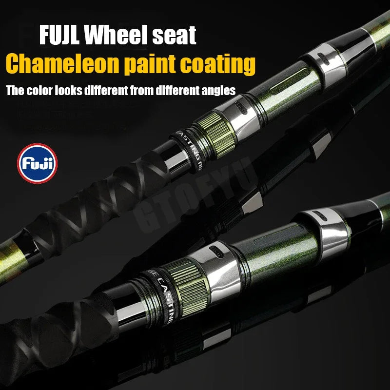 4.2/3.9m Carp Fishing Rod 50lb 3Sections FUJI Reel Seat 40t Carbon Fiber Travel Throwing 80-300g Shore Casting Spinning Pole