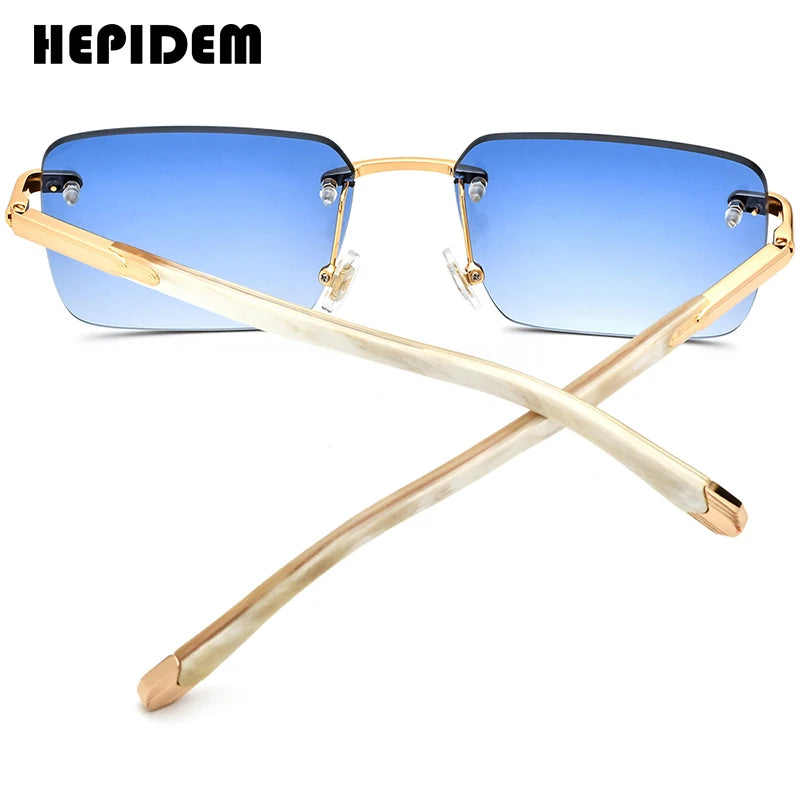 HEPIDEM Buffalo Horn Sunglasses Women Famous Brand Design Square Rimless Men Sun Glasses Luxury Eyewear Buffs Eyeglasses