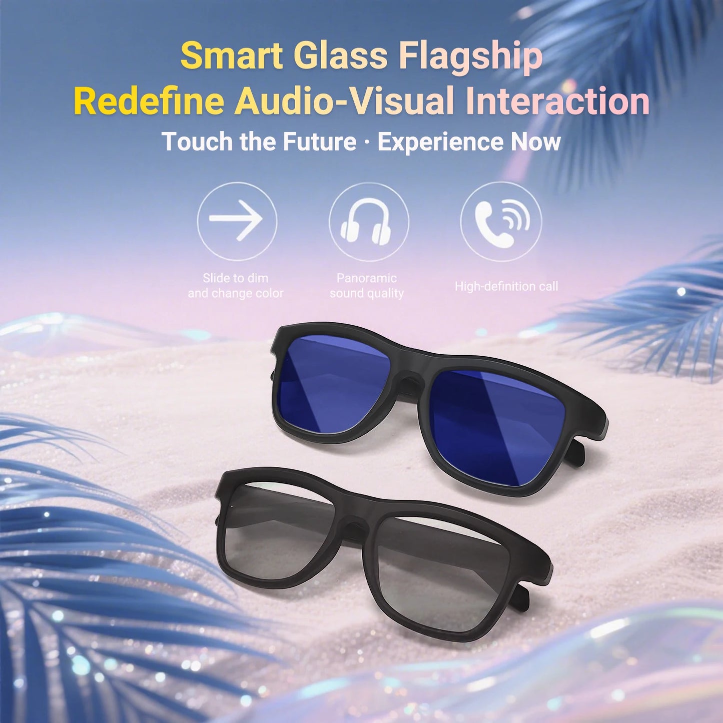 GV09 Airmars Smart Glasses Black blue color Polarized Sunglass Music  Assistant Outdoor Sports Smart Sunglasses
