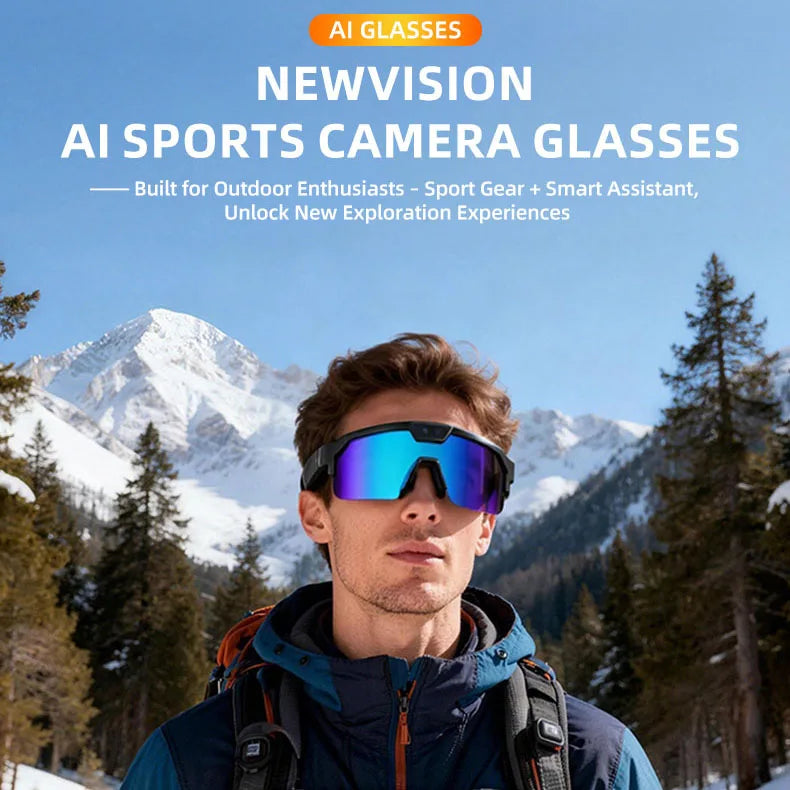 Smart Glasses with 4K HD Anti-Shake Camera & 3D Stereo Speakers Polarized UV400 Sport Sunglasses Bluetooth AI Outdoors Video POV