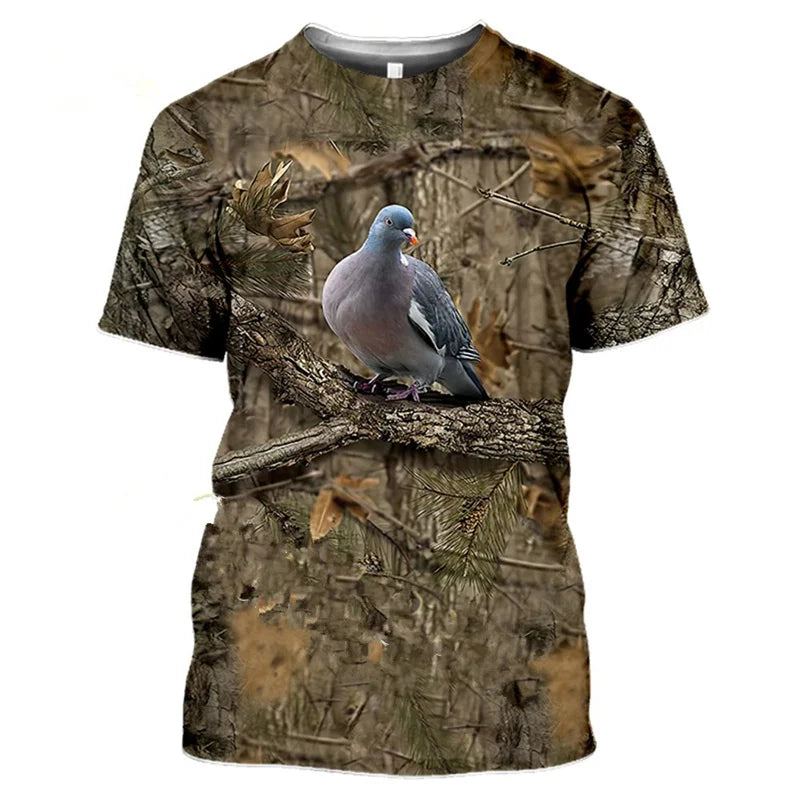 Deer Hare Hunting Camoufalge T Shirt Men 3D Camo Wild Boar Rabbit Hunter Printing T-Shirt Women Clothing Funny Short Sleeve