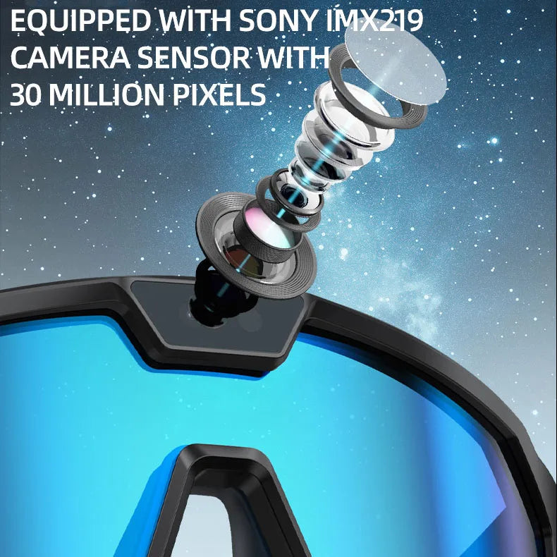 Smart Glasses with 4K HD Anti-Shake Camera & 3D Stereo Speakers Polarized UV400 Sport Sunglasses Bluetooth AI Outdoors Video POV