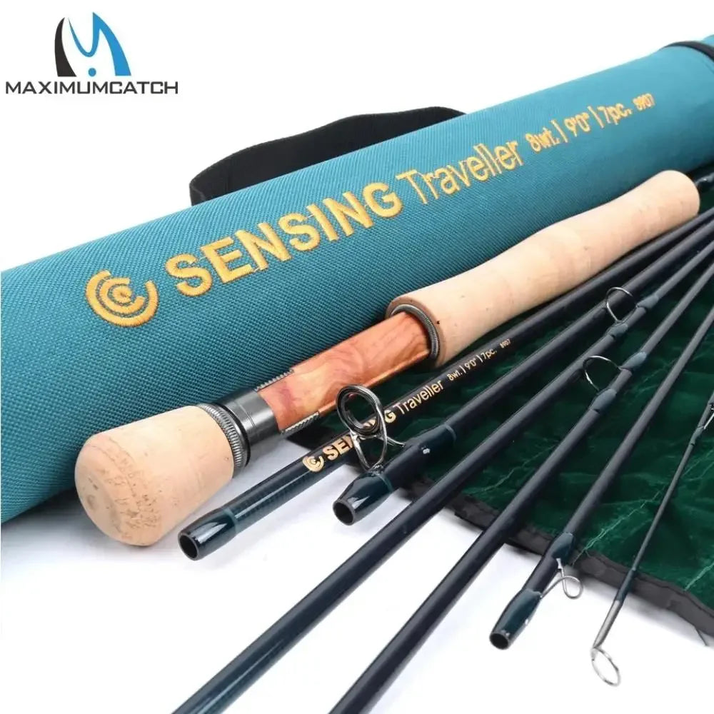Maximumcatch 9FT 5/6/7/8wt 7Section Travel Fly Rod Carbon Fiber Medium,Fast Action  Fly Fishing Rod Half-Well Grip + 48cm Tube