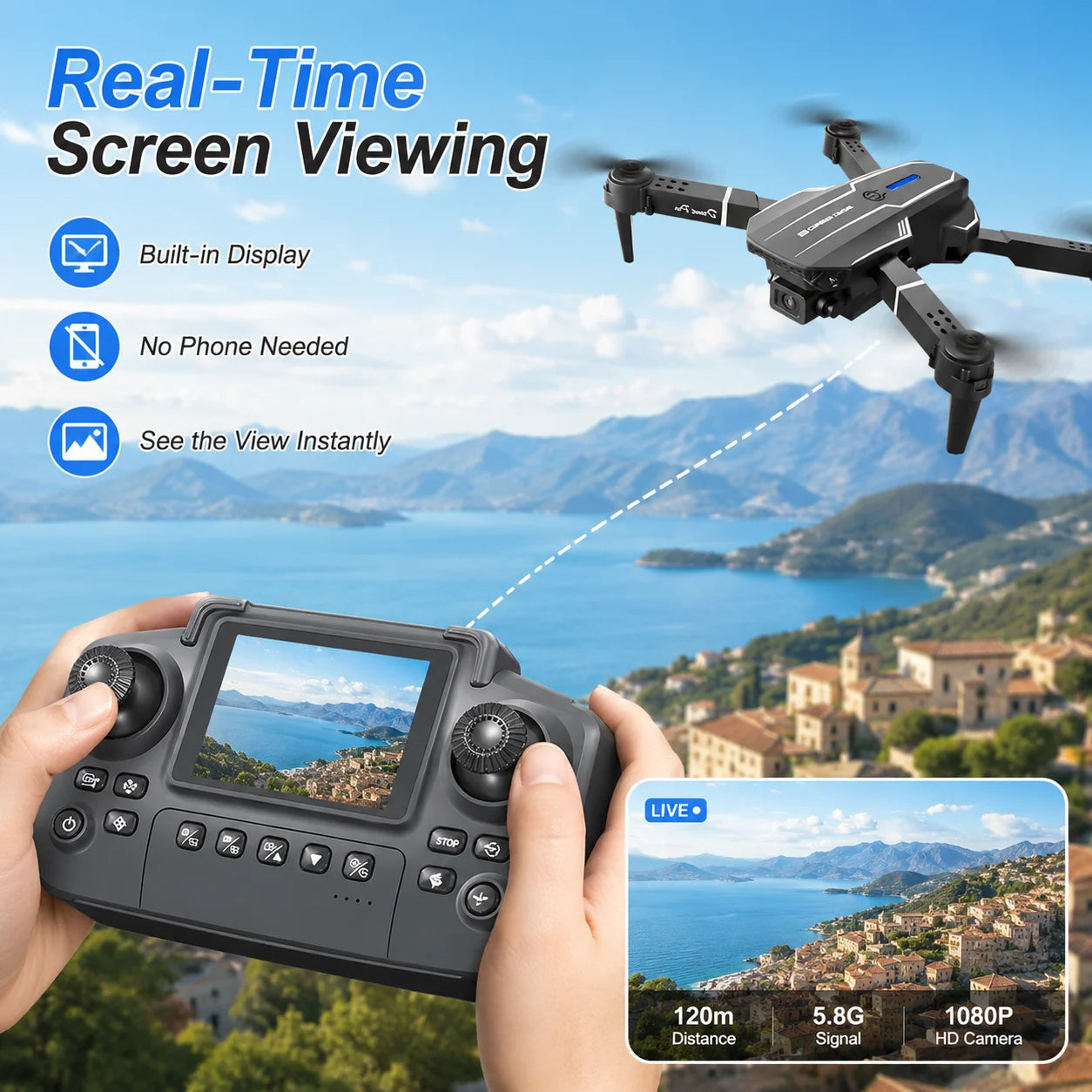 HD Aerial Drone 90° Adjustable Lens Dual Camera Switch Beauty Shooting Gesture Photo Video MV Production Gravity Sensing App Phone Control RC Drone