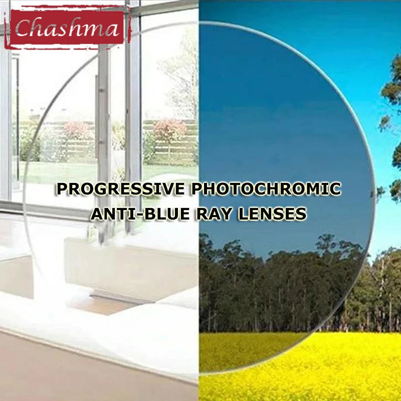Widest Digital Anti Blue Ray Progressive Photochromic Lenses Free Form Wide Field Chameleon Lens Dark Sunglasses Close and Far